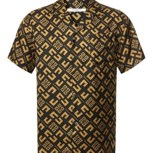 Givenchy Men Button Down All Over Logo Print Shirt